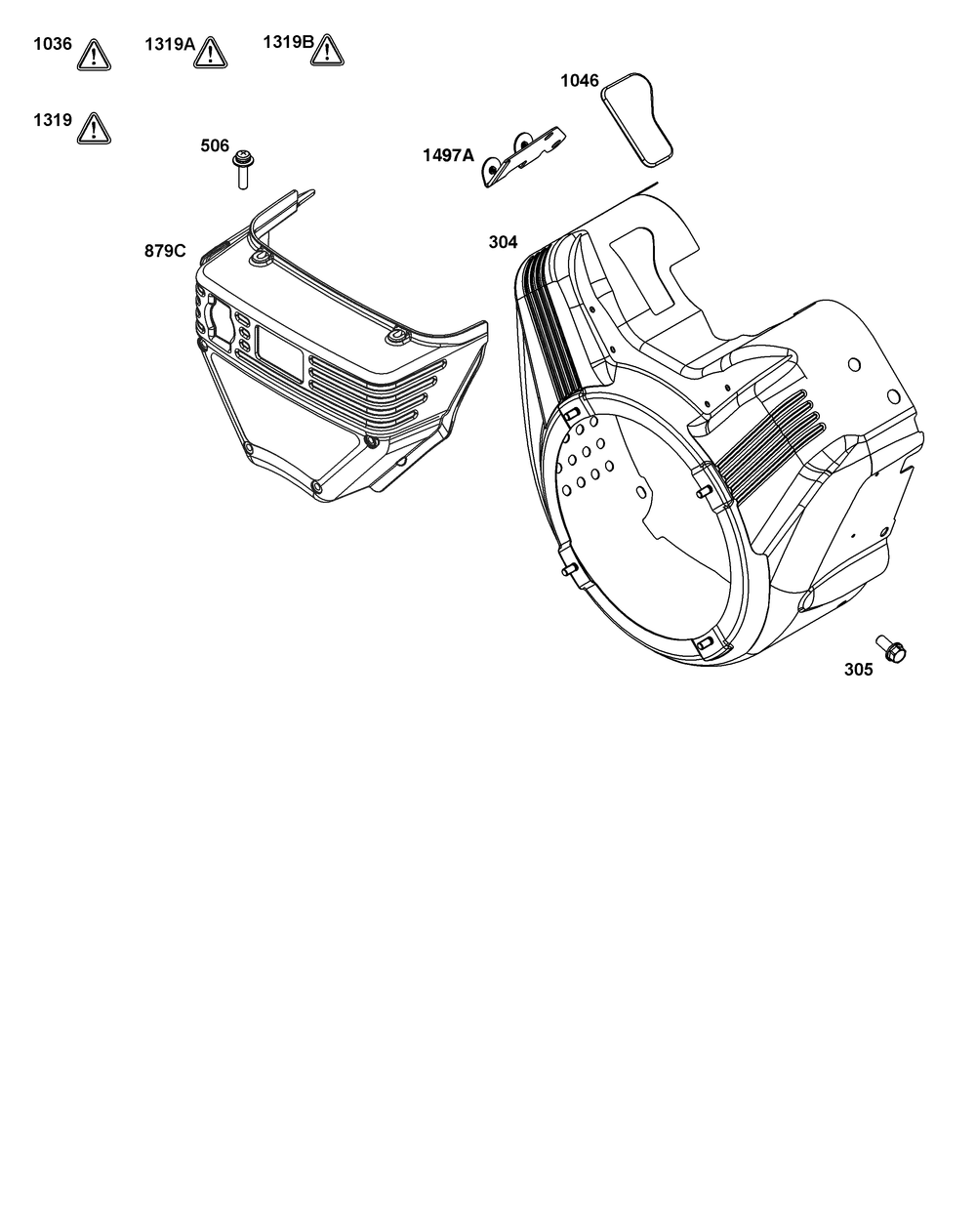 Blower Housing Group Diagram and Parts List for 38E347-0021-G1 200000 - 399999 Briggs and Stratton Engine
